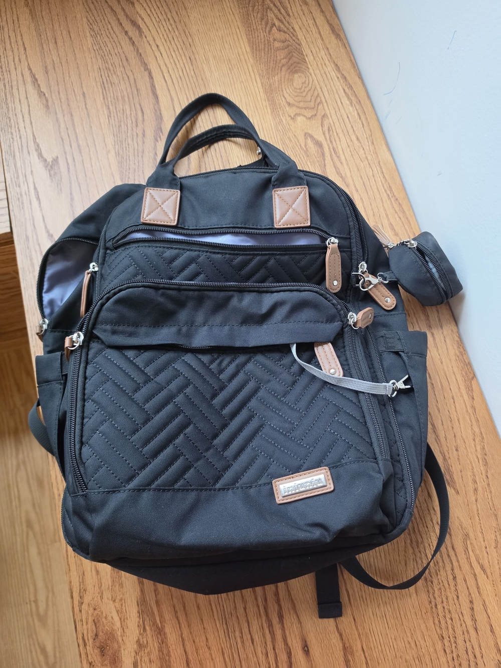 Black Waterproof Diaper Bag Backpack